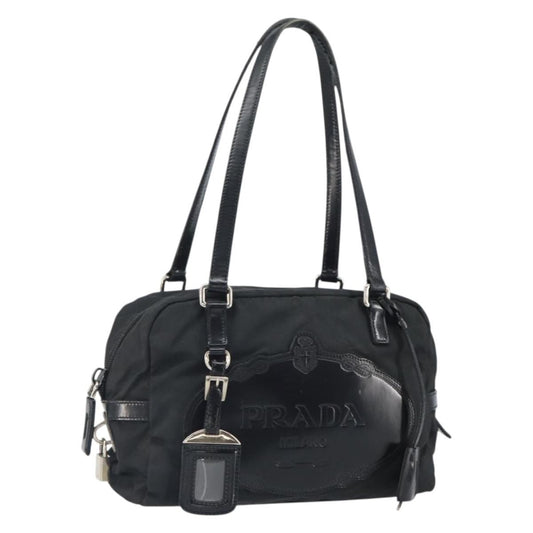 Prada PRADA Hand Bag Nylon Black Silver Authentic ka1246