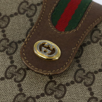 Gucci GUCCI GG Supreme Web Sherry Line Bag PVC Beige Gold 116 02 076 Authentic 148812