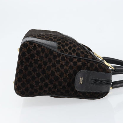Celine CELINE Macadam Canvas Hand Bag Suede Black Gold Authentic ep11623