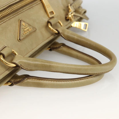 Prada PRADA Hand Bag Leather 2way Beige Gold Authentic 174345
