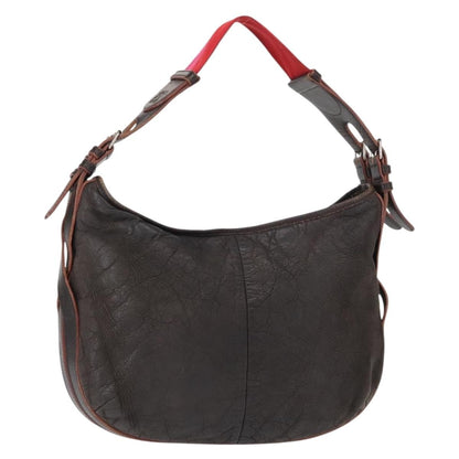 Loewe LOEWE Shoulder Bag Leather Brown Silver Authentic 155631