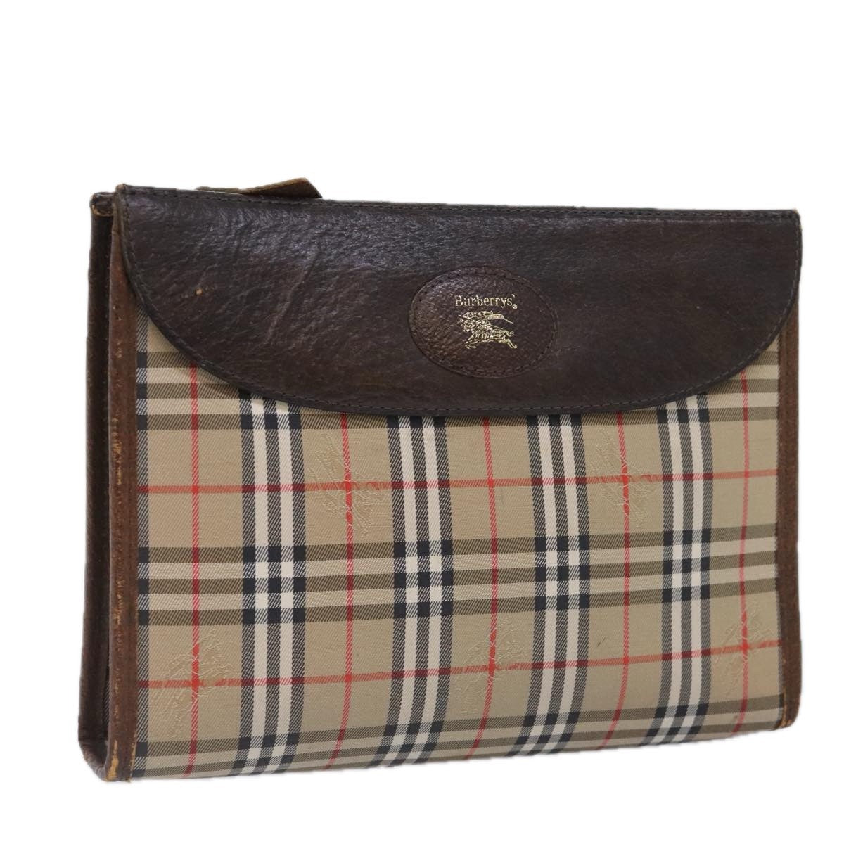 Burberrys Burberrys Nova Check Clutch Bag Canvas Beige Authentic ti2111