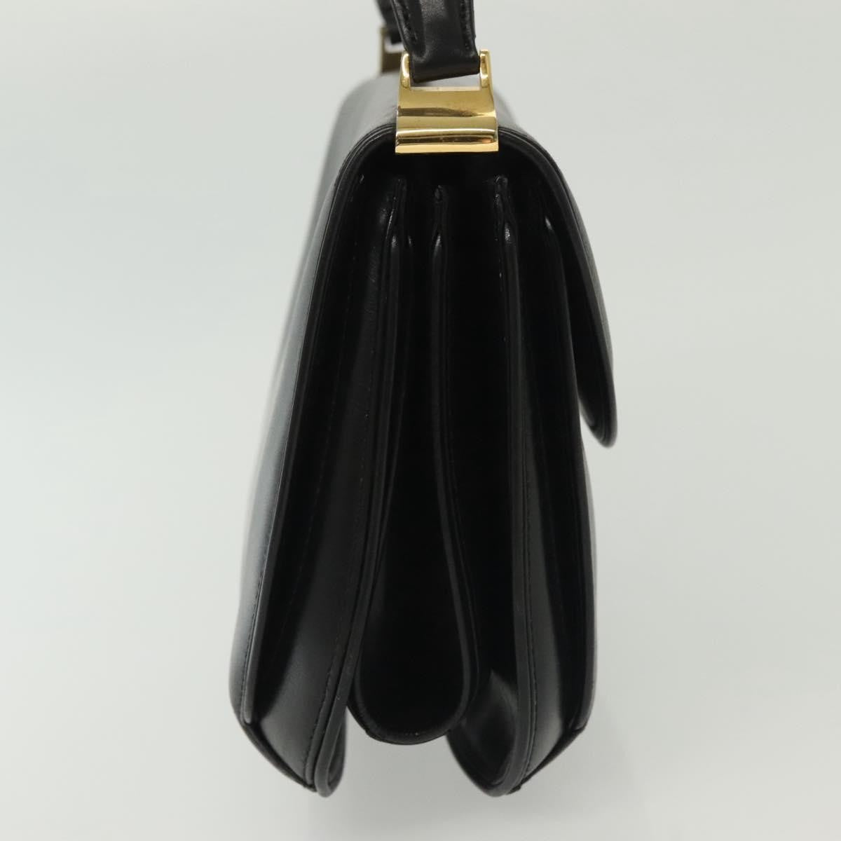Gucci GUCCI Hand Bag Leather Black Gold 000 056 0004 Authentic ep10863