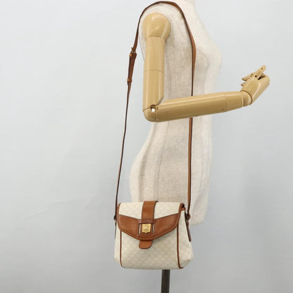 Celine CELINE Macadam Canvas Shoulder Bag PVC Leather White Gold Authentic ep14261