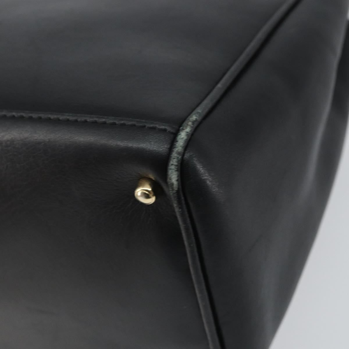 Gucci GUCCI Bamboo Hand Bag Leather 2way Black Gold 000 2122 0316 Authentic 160580