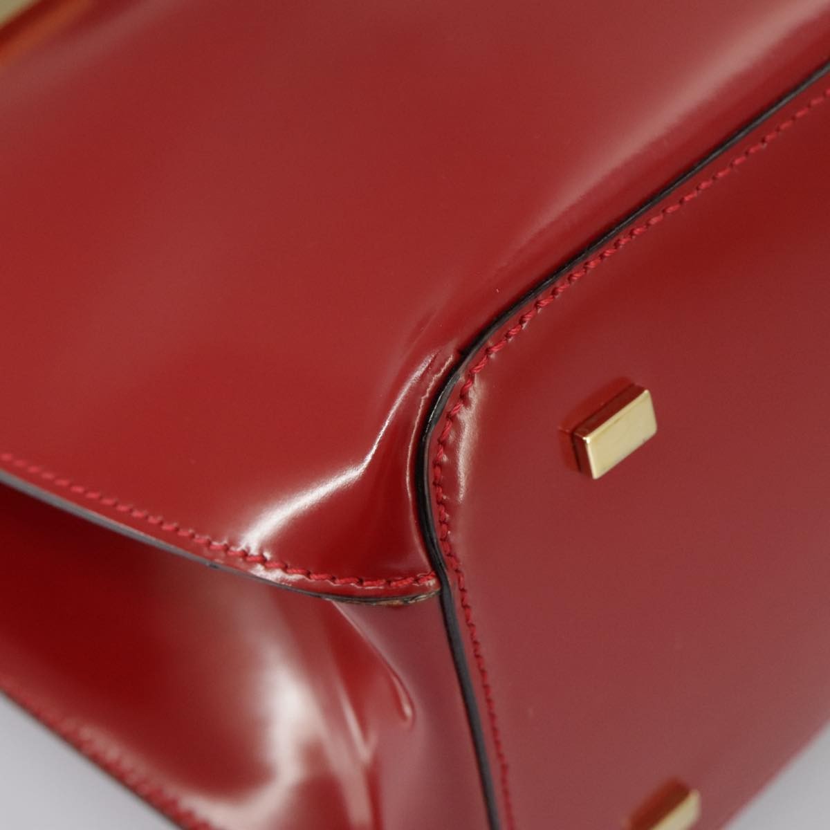 Celine CELINE Hand Bag Patent leather Red Gold Authentic 96786