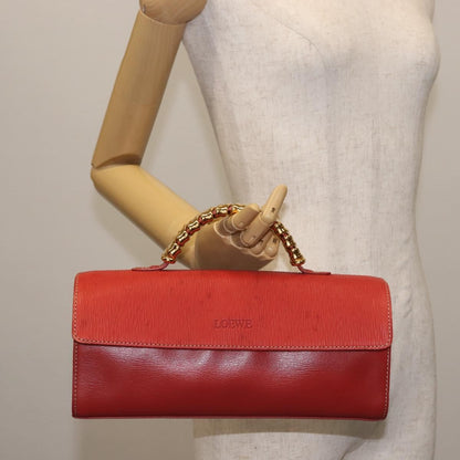 Loewe LOEWE Velazquez Hand Bag Leather Red Gold Authentic BA6367