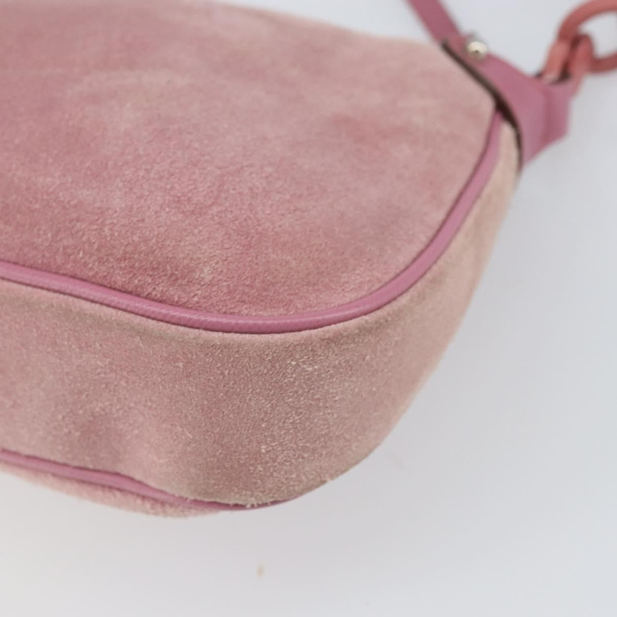 Salvatore Ferragamo Salvatore Ferragamo Gancini Shoulder Bag Suede Pink Silver Authentic 166453