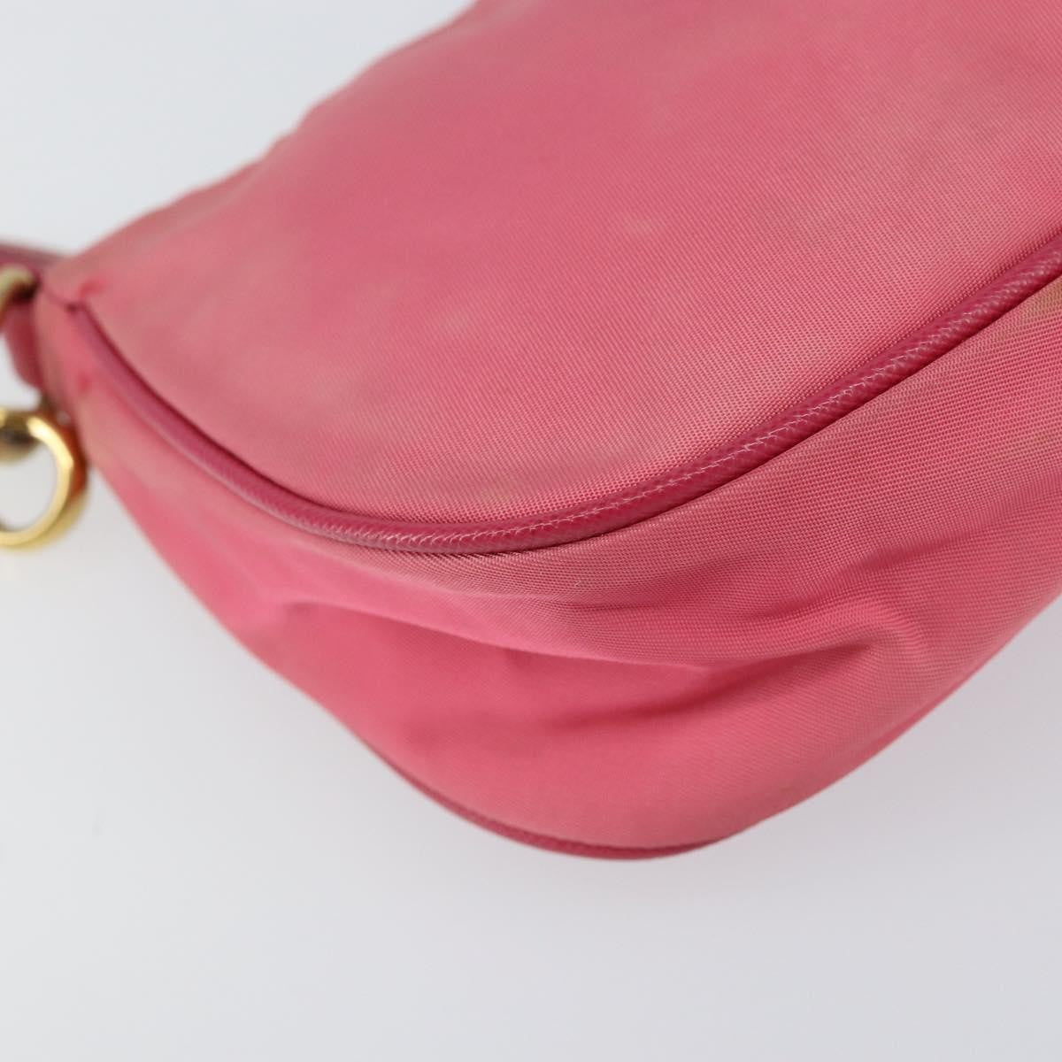 Prada PRADA Shoulder Bag Nylon Leather Pink Gold Authentic 155082