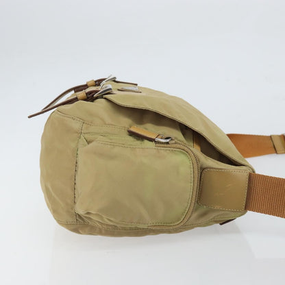 Prada PRADA Shoulder Bag Nylon Beige Silver Authentic 164243