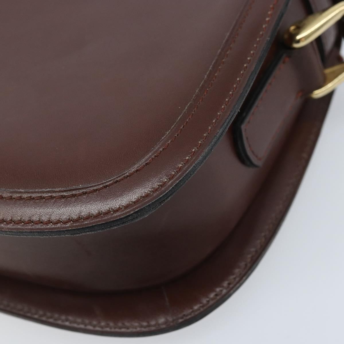 Celine CELINE Shoulder Bag Leather Brown Gold Authentic YKZ128