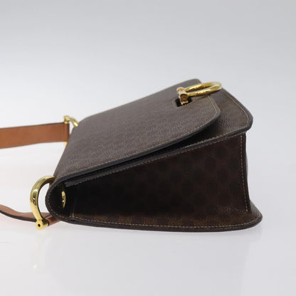 Celine CELINE Macadam Canvas Shoulder Bag PVC Leather Brown Gold Authentic 122137
