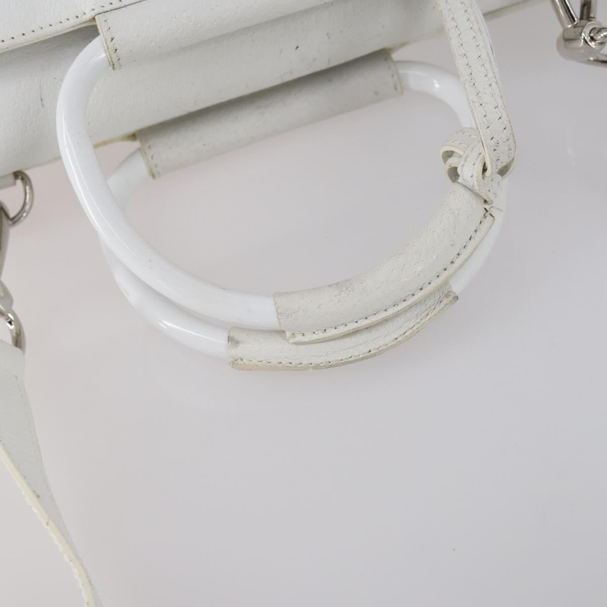Gucci GUCCI Hand Bag Leather 2way White Silver 000 2058 0307 5 Authentic ep11566