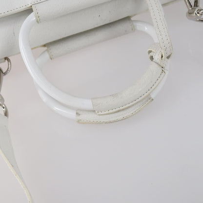 Gucci GUCCI Hand Bag Leather 2way White Silver 000 2058 0307 5 Authentic ep11566