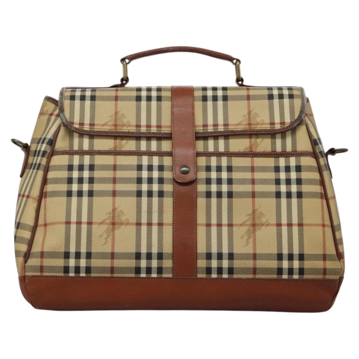 Burberrys Burberrys Nova Check Boston Bag PVC 2way Beige Authentic MX139