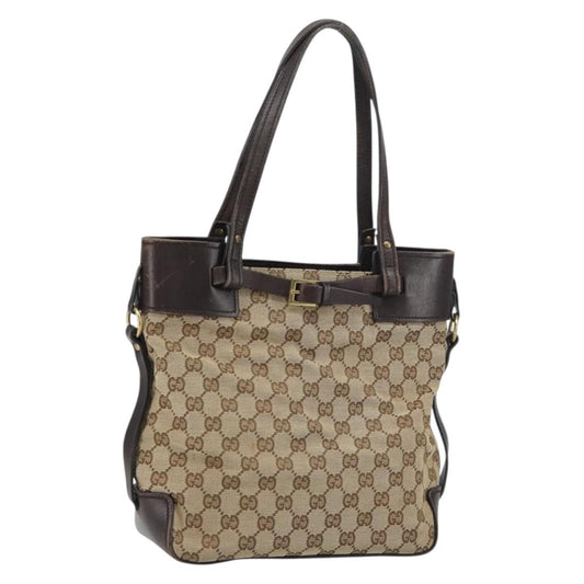 Gucci GUCCI GG Canvas Tote Bag Beige Gold 107757 Authentic ka751