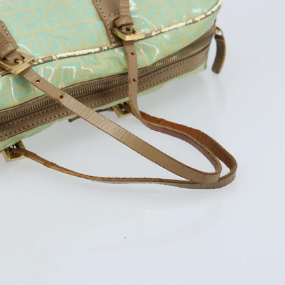 Fendi FENDI Zucchino Canvas Hand Bag Coated Canvas Green Gold Authentic ARZ139
