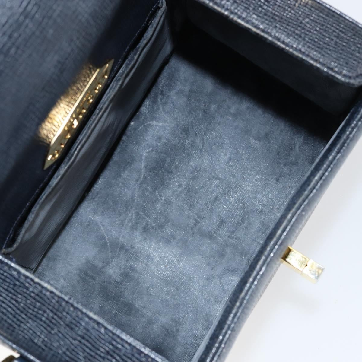 Givenchy GIVENCHY Hand Bag Leather Navy Gold Authentic SW1855