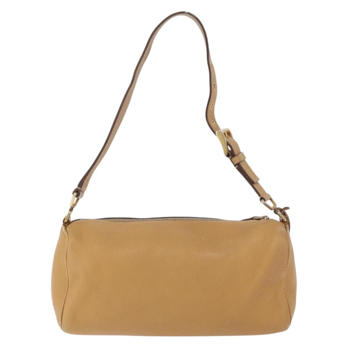 Prada PRADA Shoulder Bag Leather Brown Gold Authentic 172272