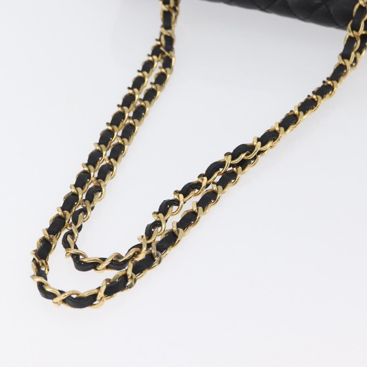 BALLY BALLY Chain Shoulder Bag Leather Black Gold Authentic BA10906