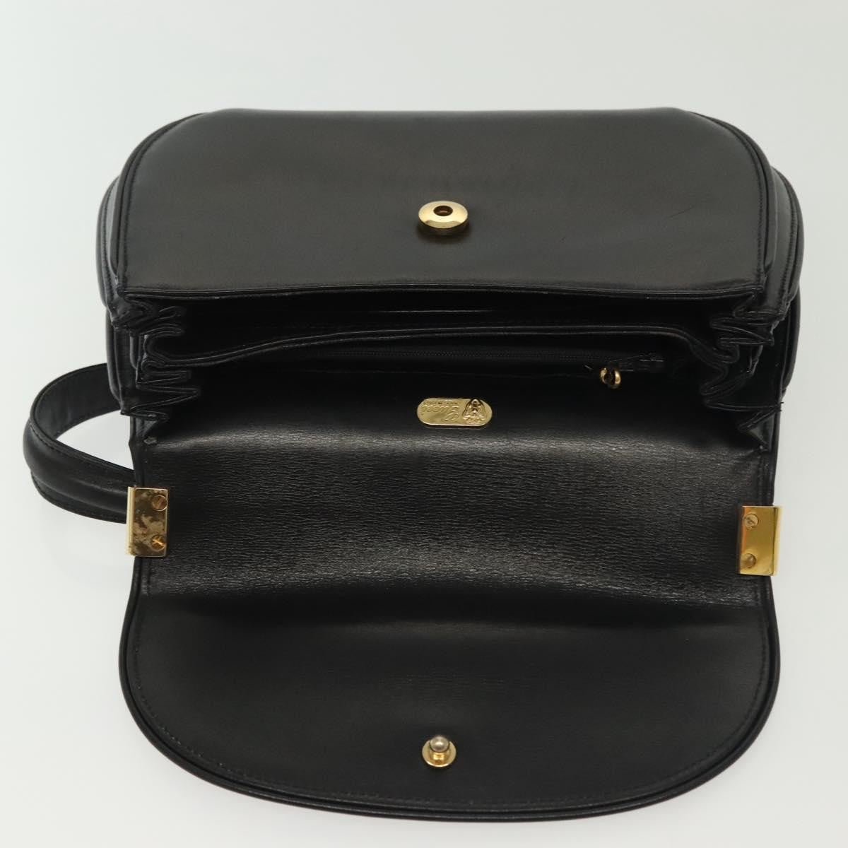 Gucci GUCCI Hand Bag Leather Black Gold 000 056 0004 Authentic ep10863