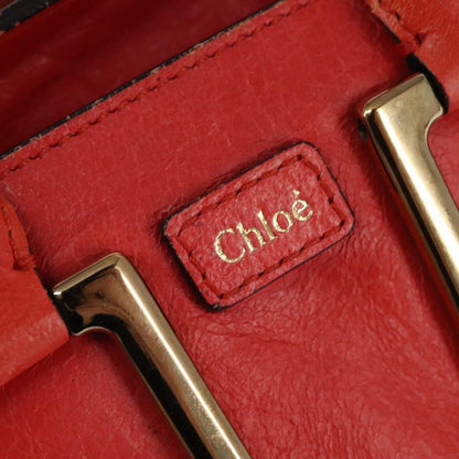 Chloé Chloé Chloe Etel Hand Bag Leather 2way Red Gold Authentic th6324