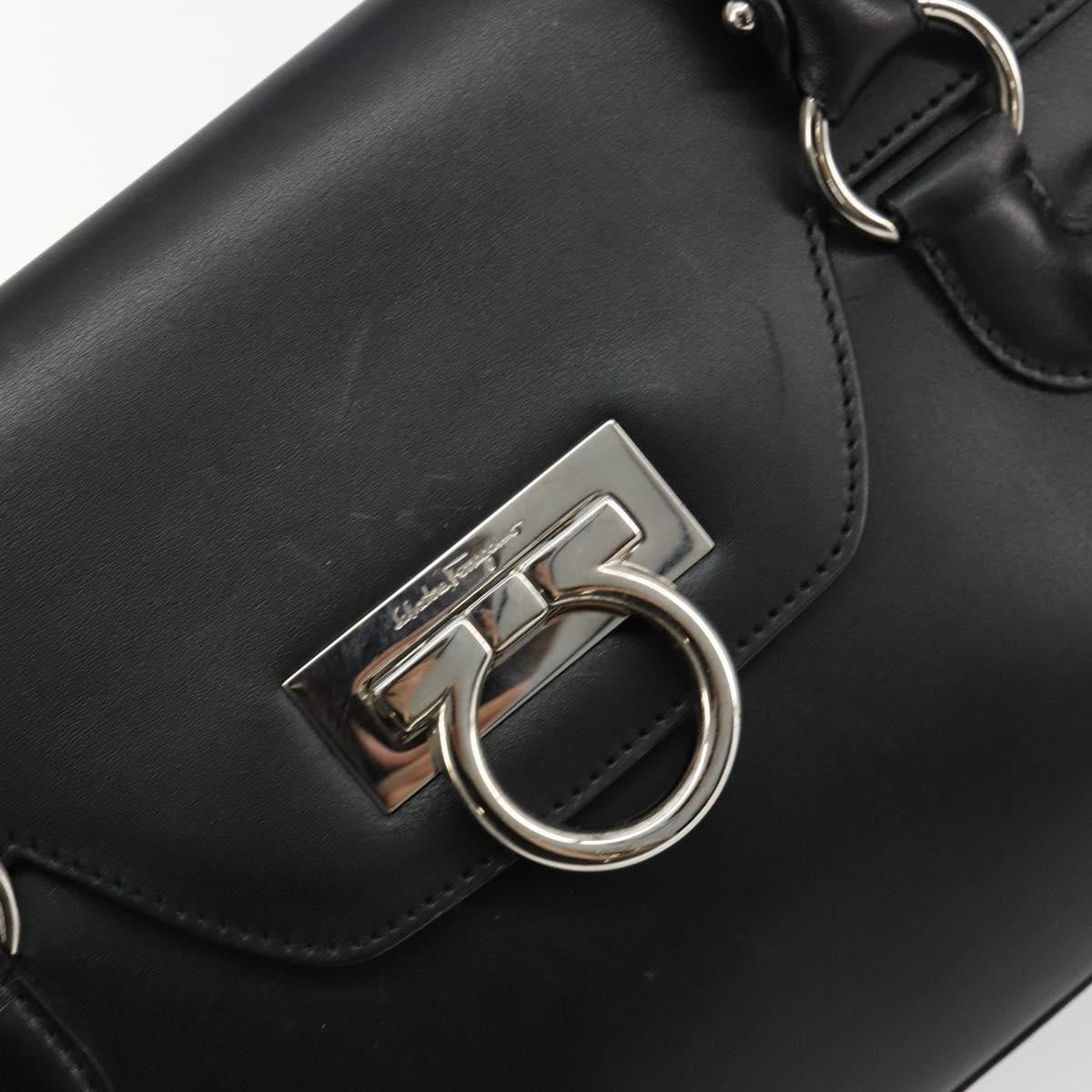 Salvatore Ferragamo Salvatore Ferragamo Gancini Hand Bag Leather Black Silver Authentic 180592