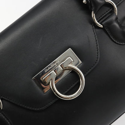 Salvatore Ferragamo Salvatore Ferragamo Gancini Hand Bag Leather Black Silver Authentic 180592