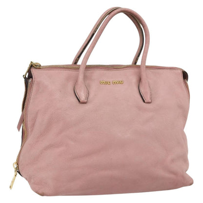 Miu Miu Miu Miu Hand Bag Leather Pink Gold Authentic 180081