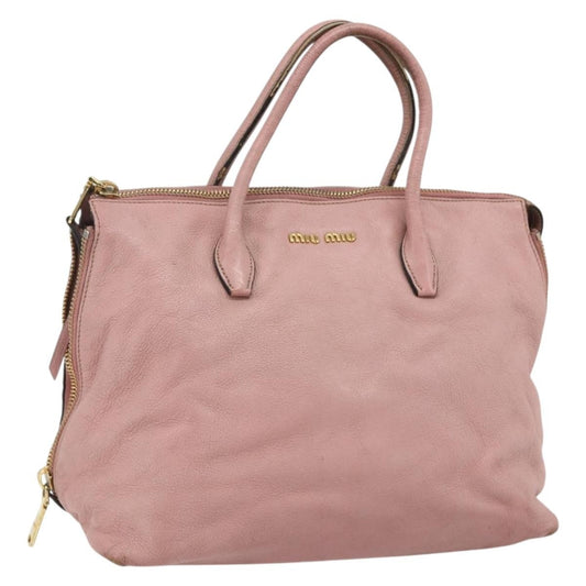 Miu Miu Miu Miu Hand Bag Leather Pink Gold Authentic 180081
