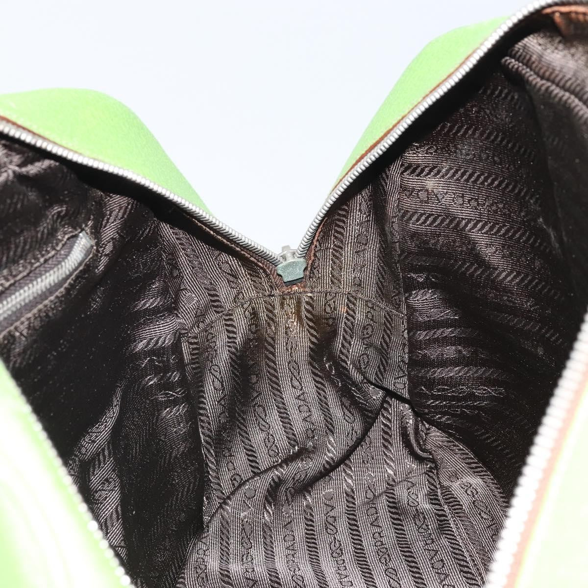 Prada PRADA Hand Bag Leather Silver Light green Authentic 172031
