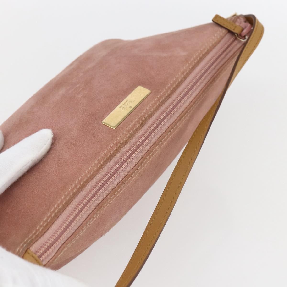 Gucci GUCCI Accessory Pouch Suede Pink Gold 039 1103 Authentic 173549 Bag