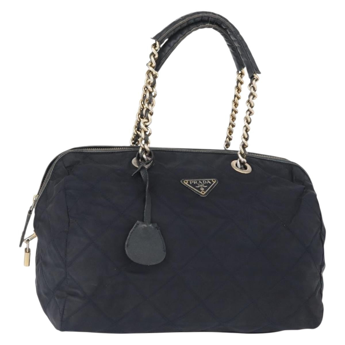Prada PRADA Shoulder Bag Nylon Navy Gold Authentic 151665