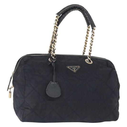 Prada PRADA Shoulder Bag Nylon Navy Gold Authentic 151665