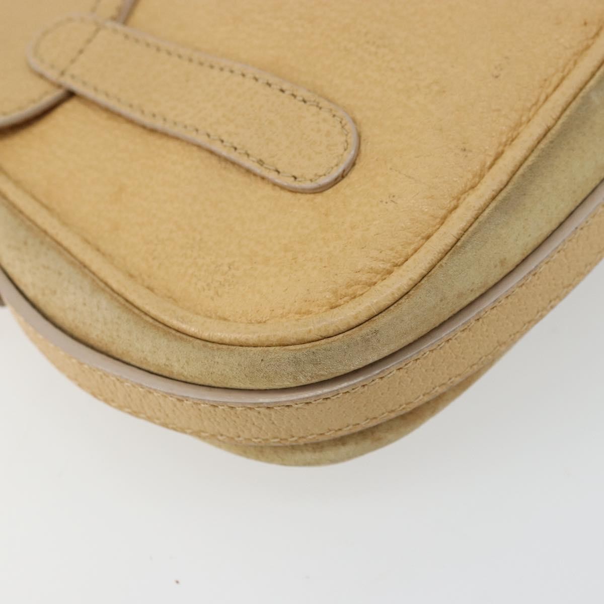 Gucci GUCCI Saddle Shoulder Bag Suede Beige Gold Authentic ep14557