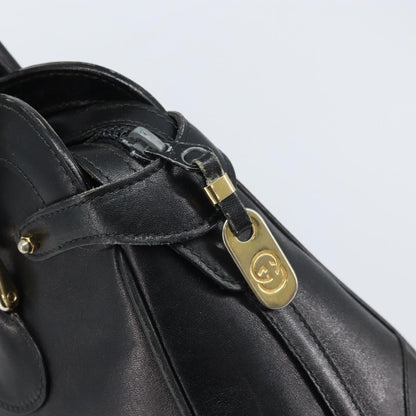 Gucci GUCCI Hand Bag Leather Black Gold Authentic BSZ350