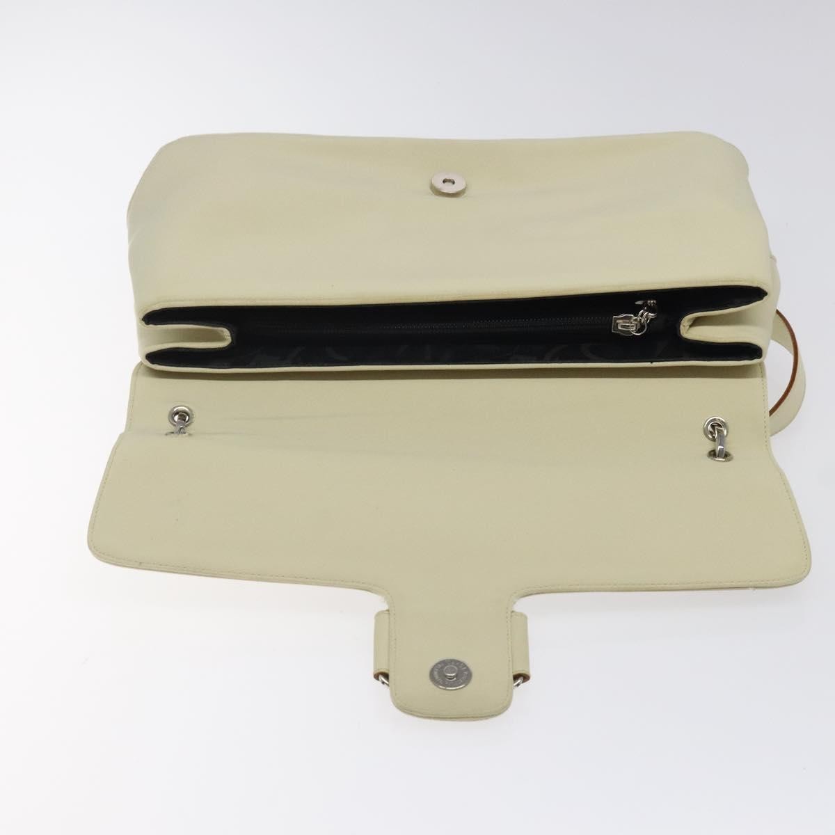 Salvatore Ferragamo Salvatore Ferragamo Gancini Shoulder Bag Canvas White Silver Authentic bs25930