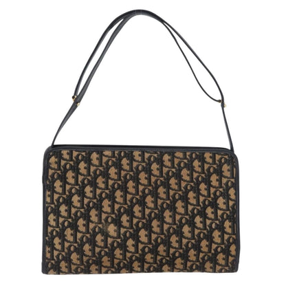 Dior Christian Dior Trotter Canvas Shoulder Bag Navy Gold Authentic 181395