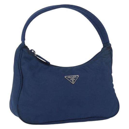 Prada PRADA Hand Bag Nylon Blue Silver Authentic 161409
