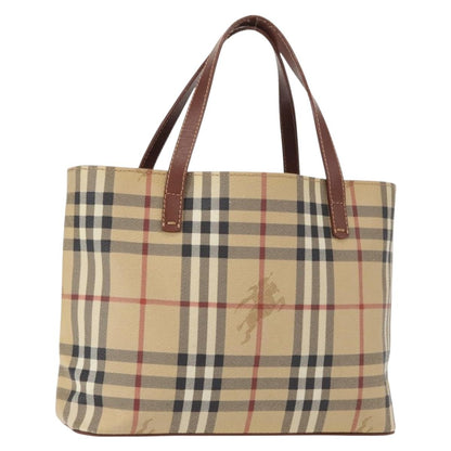 Burberry BURBERRY Nova Check Hand Bag PVC Beige Gold Authentic BA9597