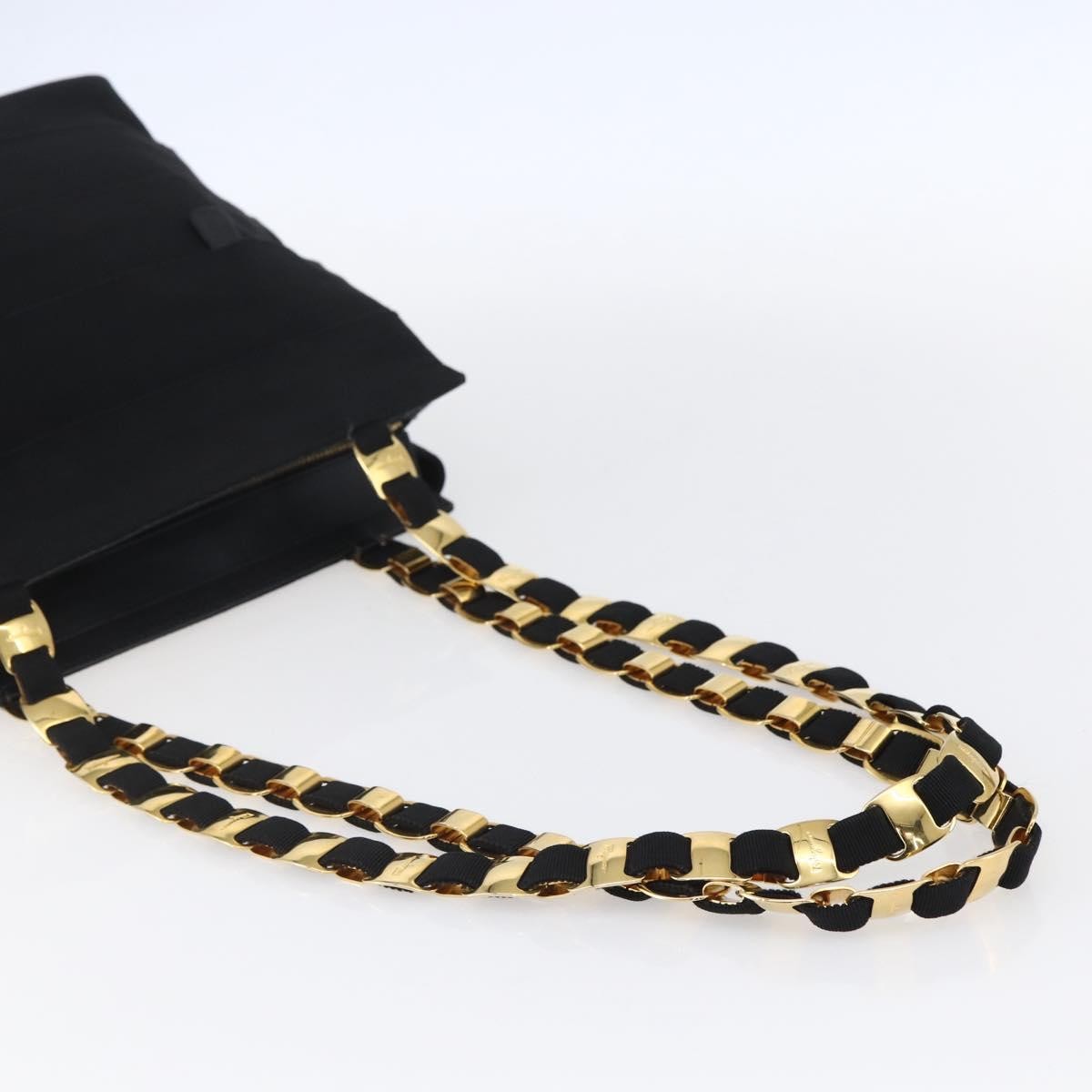 Salvatore Ferragamo Salvatore Ferragamo Chain Vala Tote Bag Canvas Navy Gold Authentic BA7334