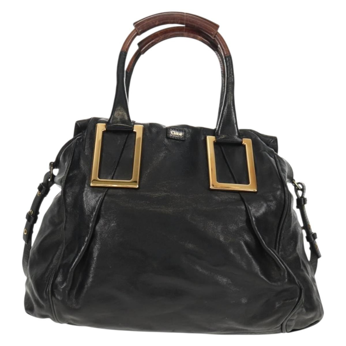 Chloé Chloé Chloe Etel Hand Bag Leather 2way Black Gold Authentic 156936