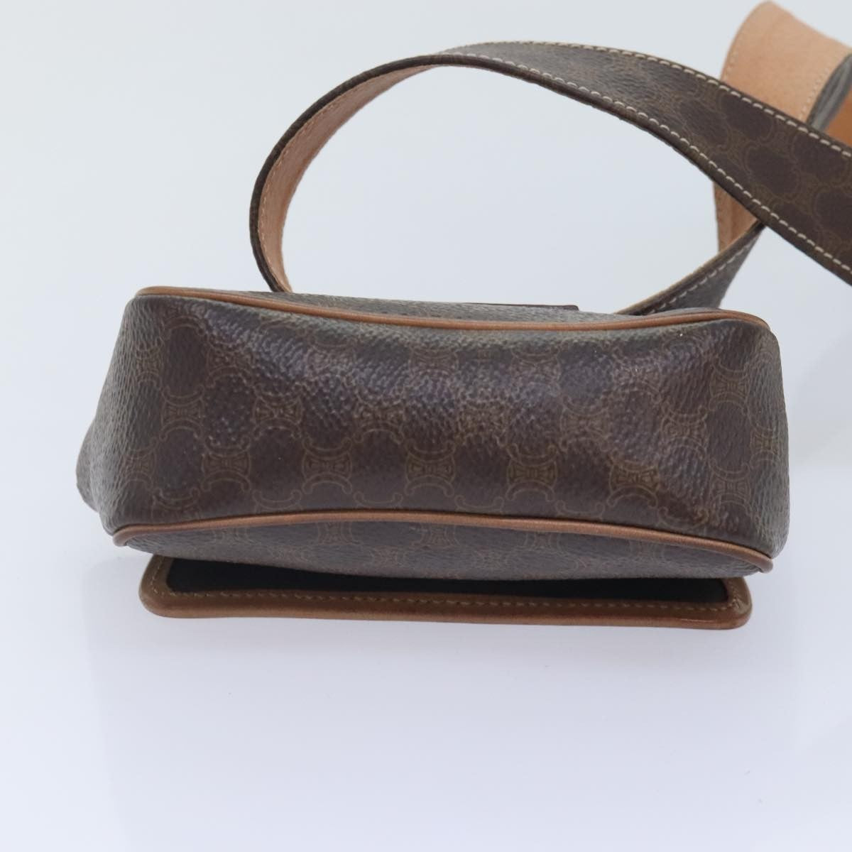 Celine CELINE Macadam Canvas Waist bag PVC Leather Brown Gold Authentic yk15121