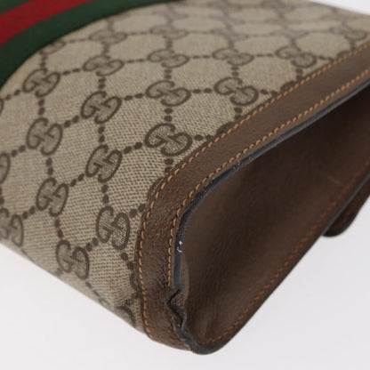 Gucci GUCCI GG Supreme Web Sherry Line Clutch Bag PVC Beige Gold 89 01 006 Authentic 155387