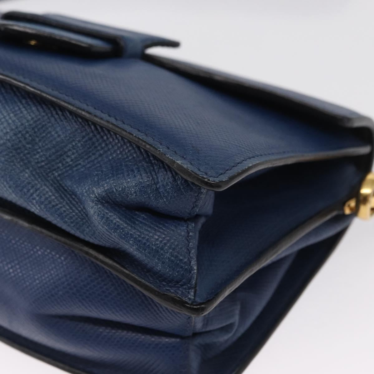 Prada PRADA Hand Bag Safiano leather 2way Blue Gold Authentic 163032
