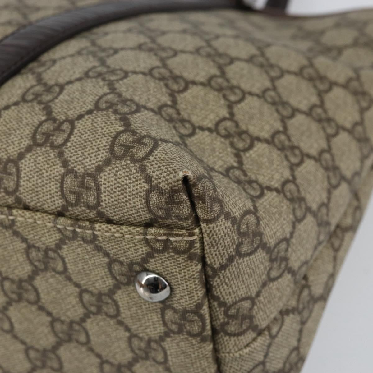 Gucci GUCCI GG Supreme Tote Bag PVC Beige Silver 114595 Authentic ep12164