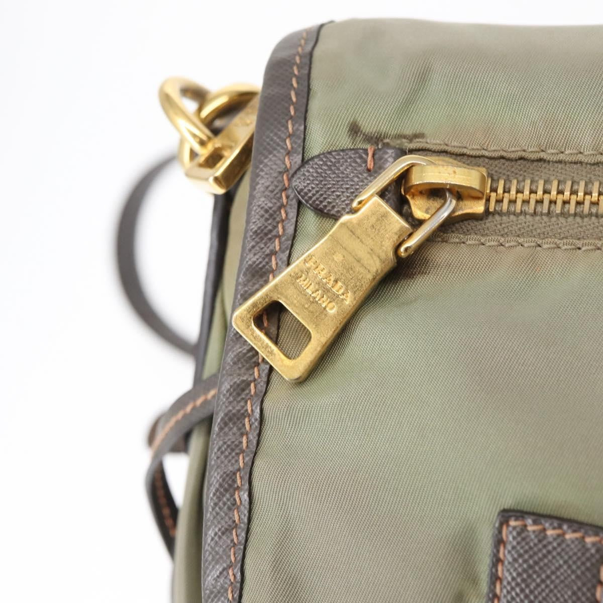 Prada PRADA Shoulder Bag Nylon Green Gold Authentic 155214