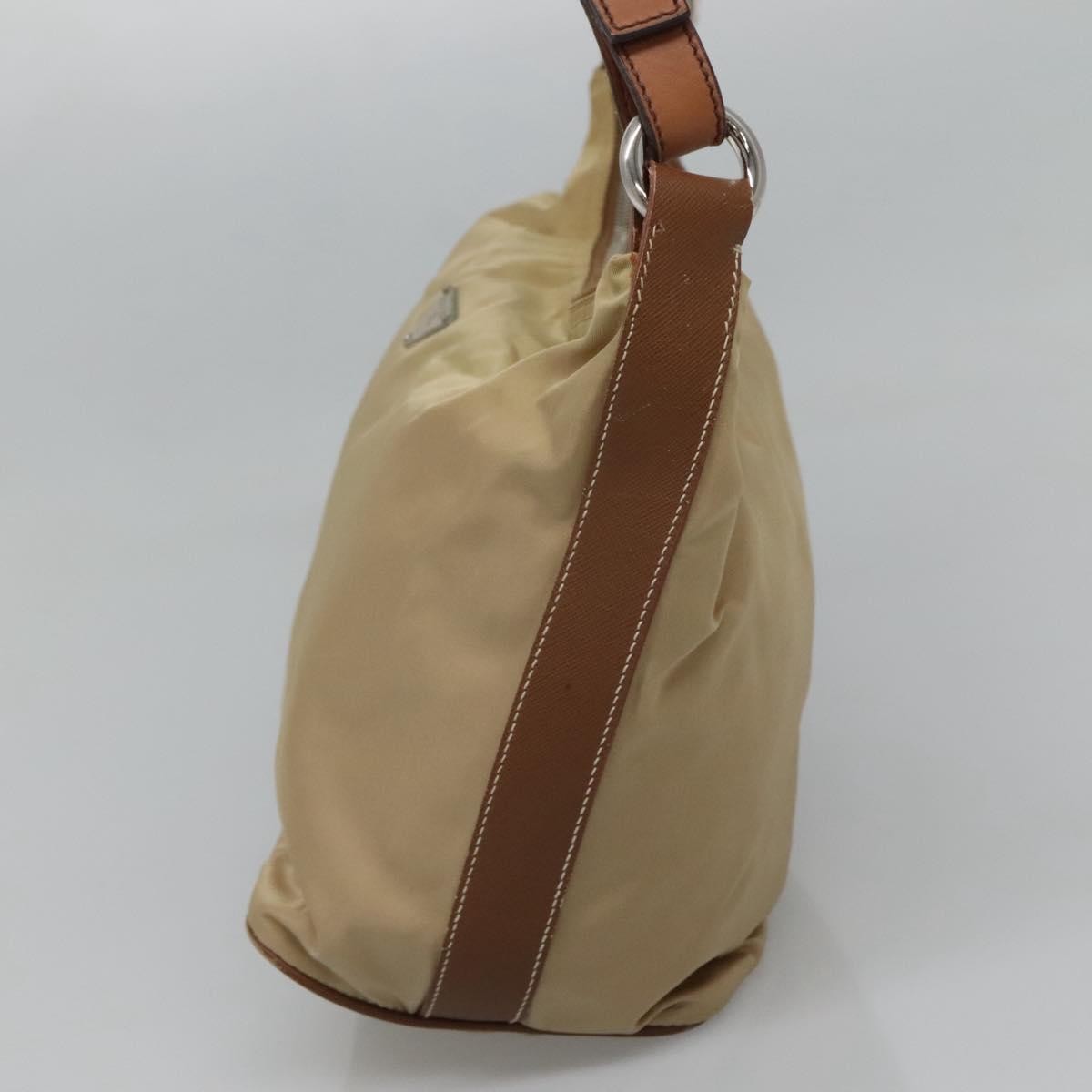 Prada PRADA Shoulder Bag Nylon Beige Silver Authentic 120393