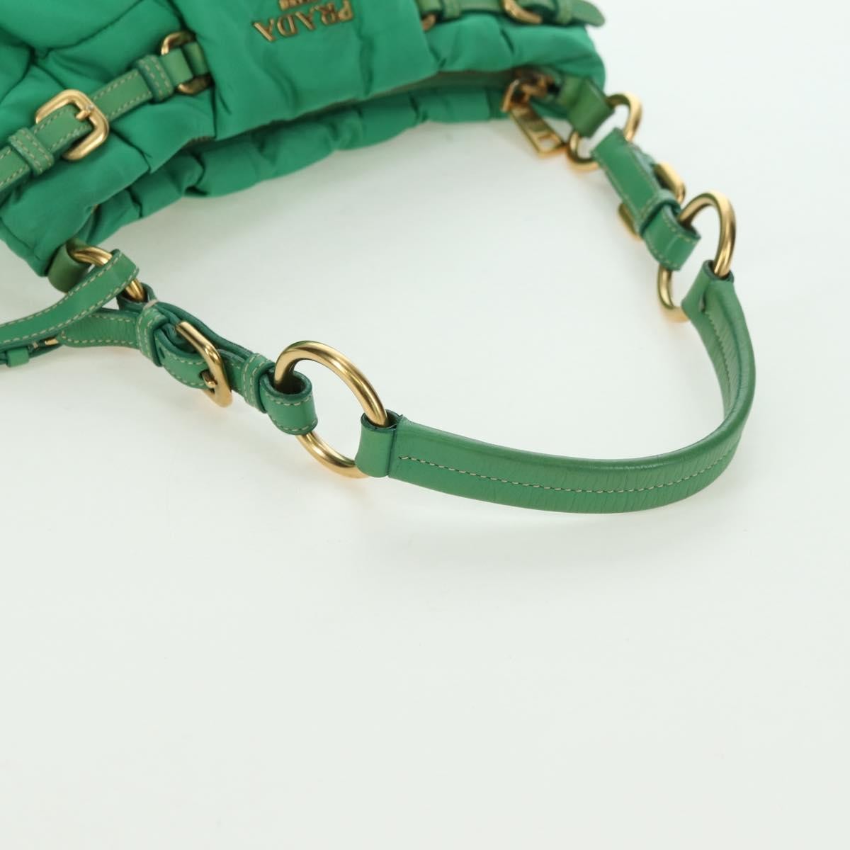 Prada PRADA Shoulder Bag Nylon Green Gold Authentic 156456