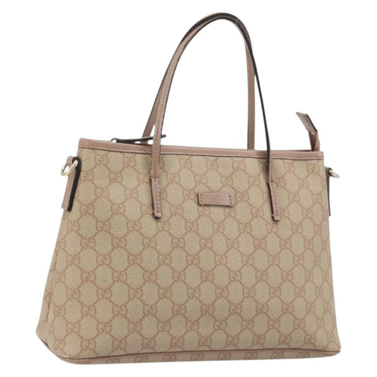 Gucci GUCCI GG Supreme Tote Bag PVC Beige Gold 353440 Authentic YKZ112